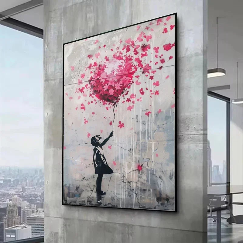 Banksy Graffiti Boy Girl with Balloon on Canvas Posters Prints Pop Street Wall Art Painting for Living Room Home Decor Cuadros