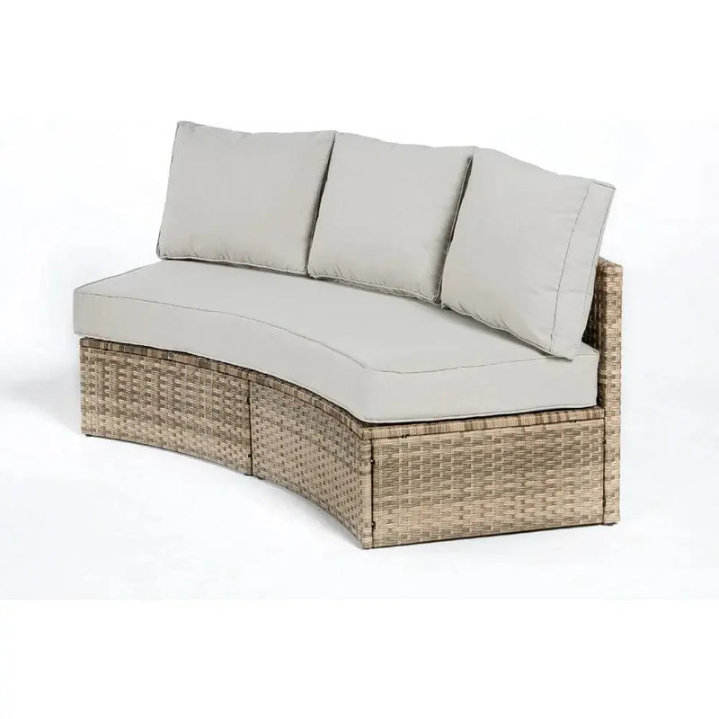 Half-Moon Patio Sectional Sofa Set – Outdoor Round Furniture w/ Cushions - Our3Designs