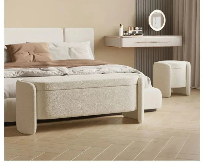 Nordic Lamb Wool Shoe Stool Bed End Stools Home Storage