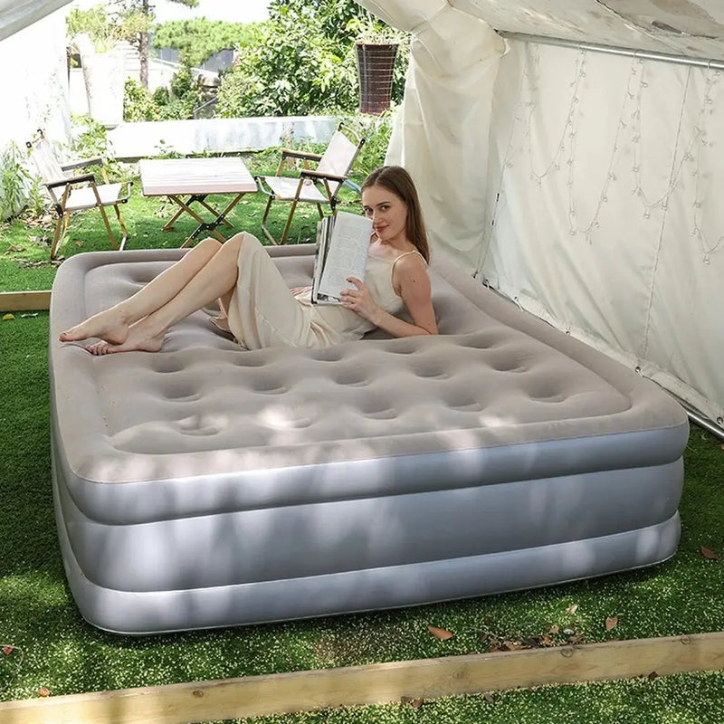 Camping Air bed 2 Persons Inflatable Mattress Camping Folding Home Indoor Outdoor with Backrest Air Cushion 48cm High Bed Our3Designs