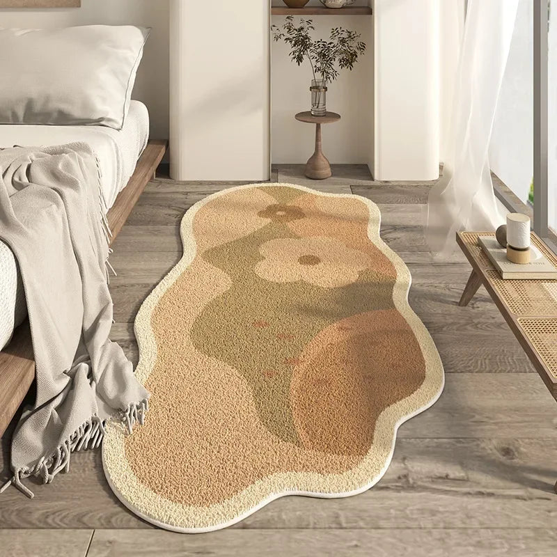 Cream Style Irregular Carpet Minimalist Bedroom Rug