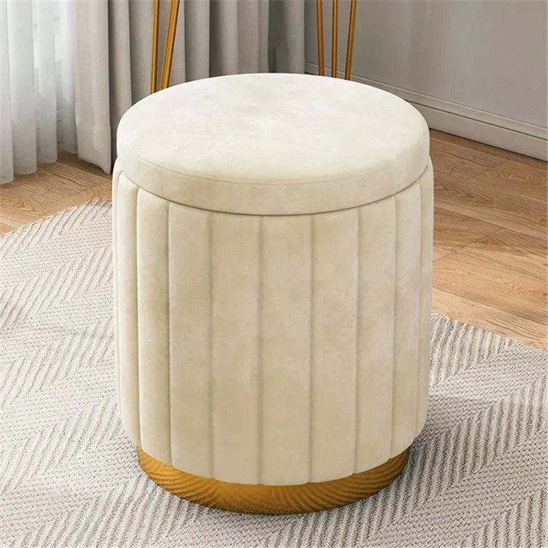 Nordic Fabric Stool Round Dressing Stools Modern Makeup Chair Storage Sofa