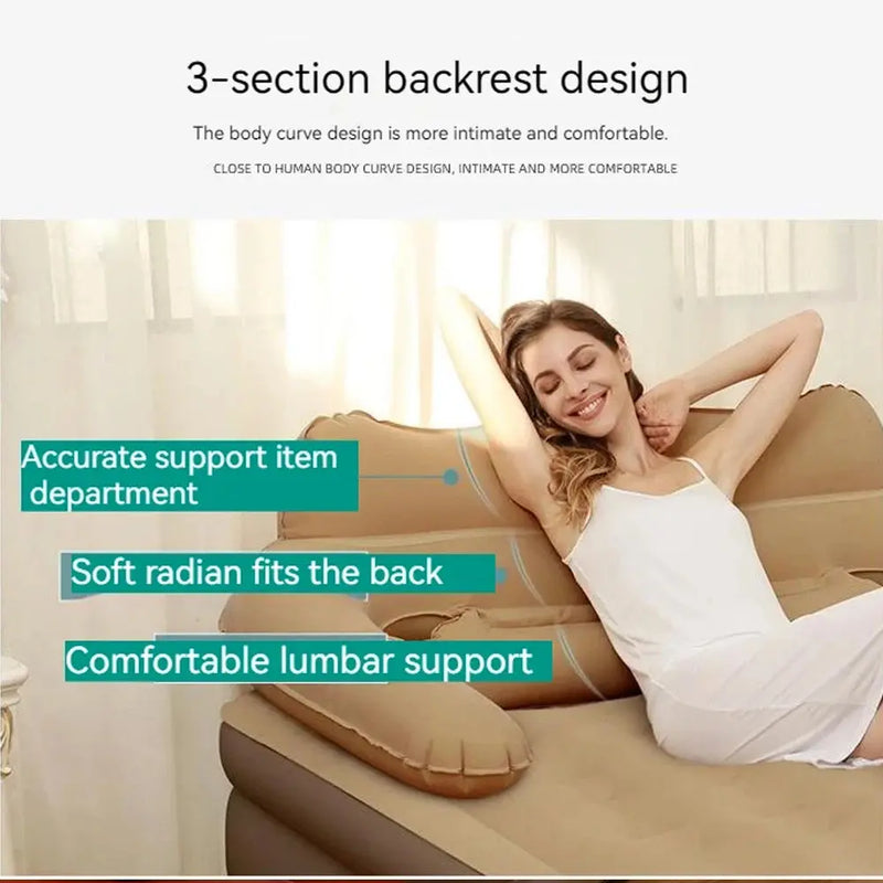Camping Air bed 2 Persons Inflatable Mattress Camping Folding Home Indoor Outdoor with Backrest Air Cushion 48cm High Bed Our3Designs