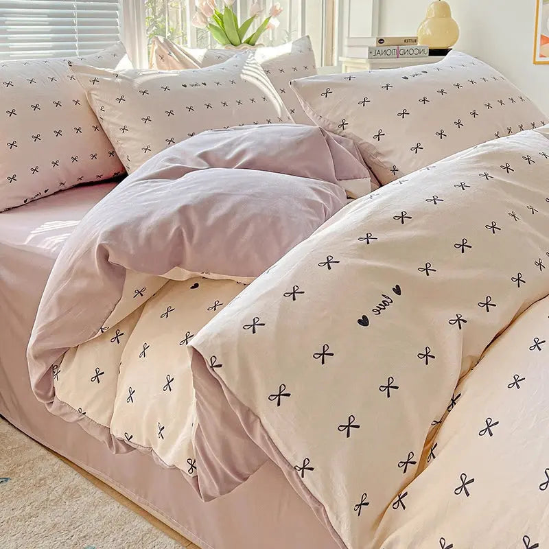 2025 Washed Cotton Double Yarn Single Quilt Cover Simple Wind Ins Wind Small Floral Korean Version Duvet Skin Friendly Bedding Our3Designs
