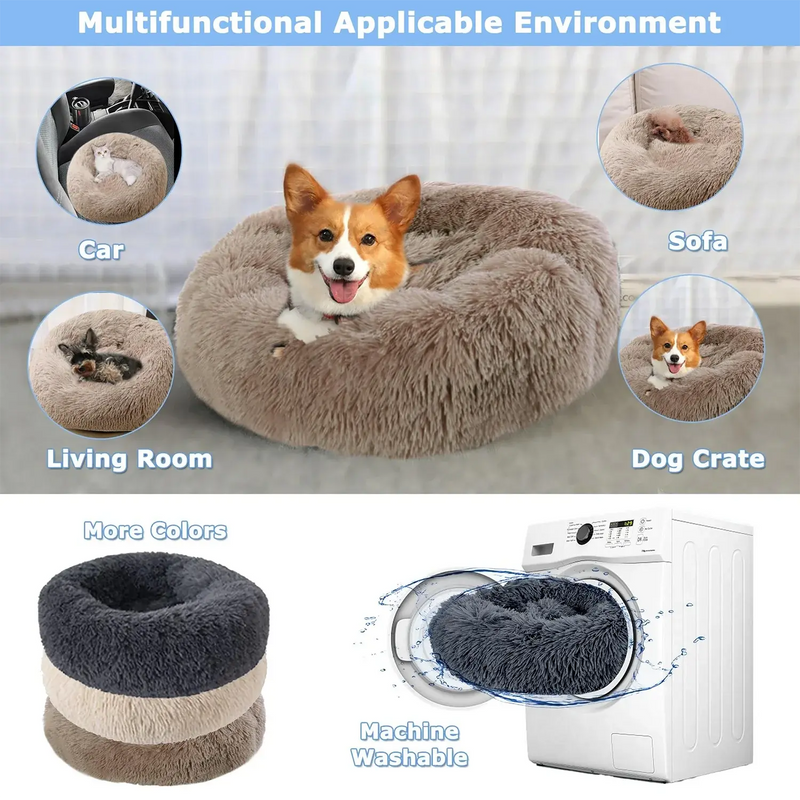 Super Soft Pet Cat Bed Plush Full Size Washable Calm Bed Donut Bed Comfortable Sleeping Artifact Suitable For All Kinds Of Cats Our3Designs