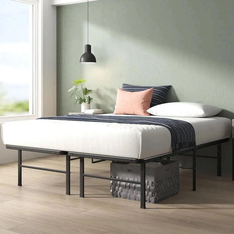 14in Queen Metal Bed Frame, Quick Assembly SmartBase® Mattress Foundation, Heavy Duty Sturdy Steel with No Box Spring Needed Our3Designs