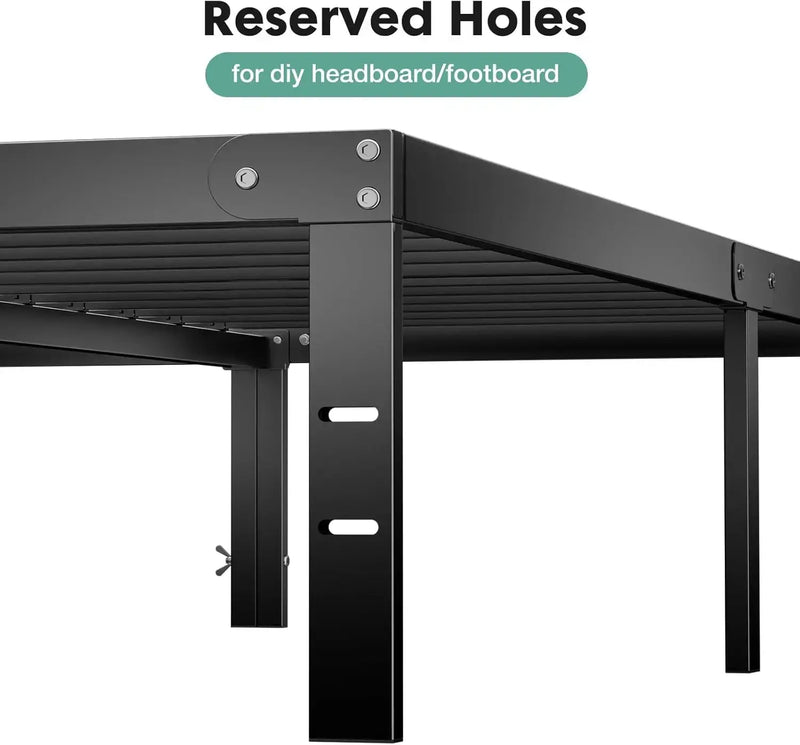 14 Inch High Full-size bed frame - Large heavy-duty metal platform beds frames w/storage space at the bottom, Full bed frame Our3Designs