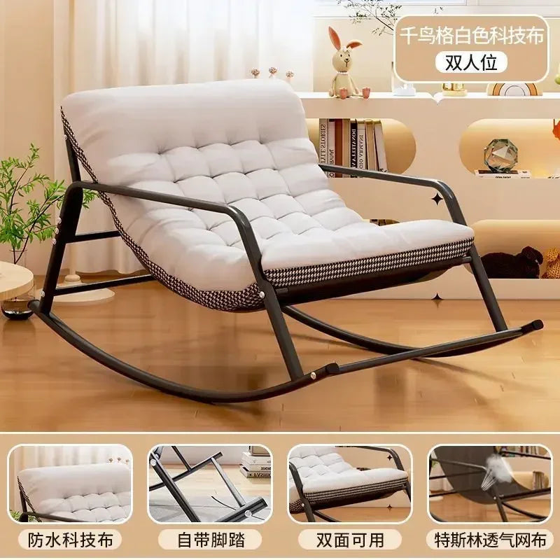 Double rocking chair enlarged and widened adjustable adult balcony home