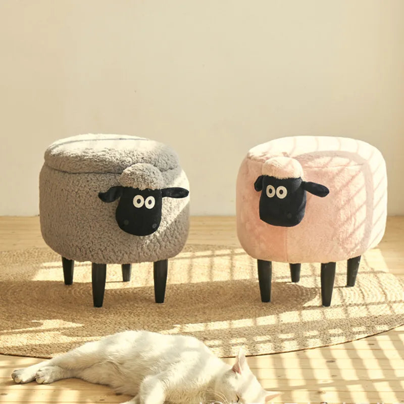 Creative Sheep Footrest for Entryway, Storage Ottoman, Creative Shoe Bench