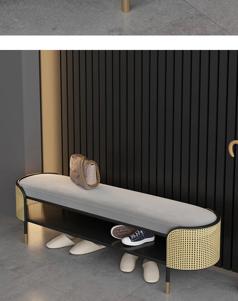 Newest Italian Creative Velvet Shoe Stool Luxury Modern Minimalist Shoe