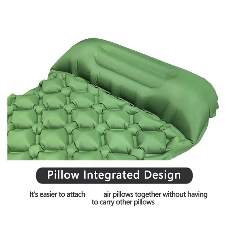 Inflatable Camping Mattress With Pillow Outdoor Sleeping Pad Ultralights Air Mat Built-in Footstep Inflator Pump For Camp Tent Our3Designs