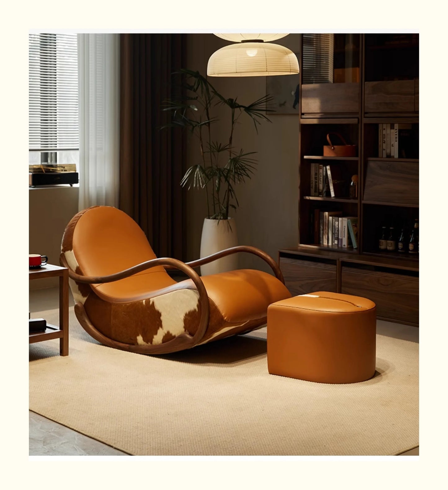 Minimalist Black Walnut Chair Armrest Rocking Italian Living Room Sofa