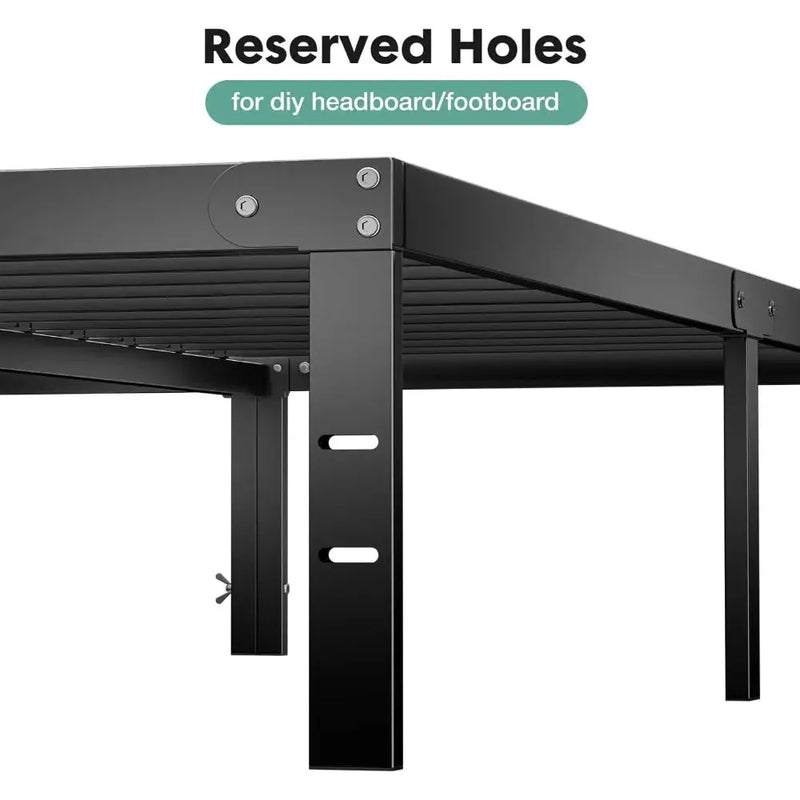 14 Inch High Full-size bed frame - Large heavy-duty metal platform beds frames w/storage space at the bottom, Full bed frame Our3Designs
