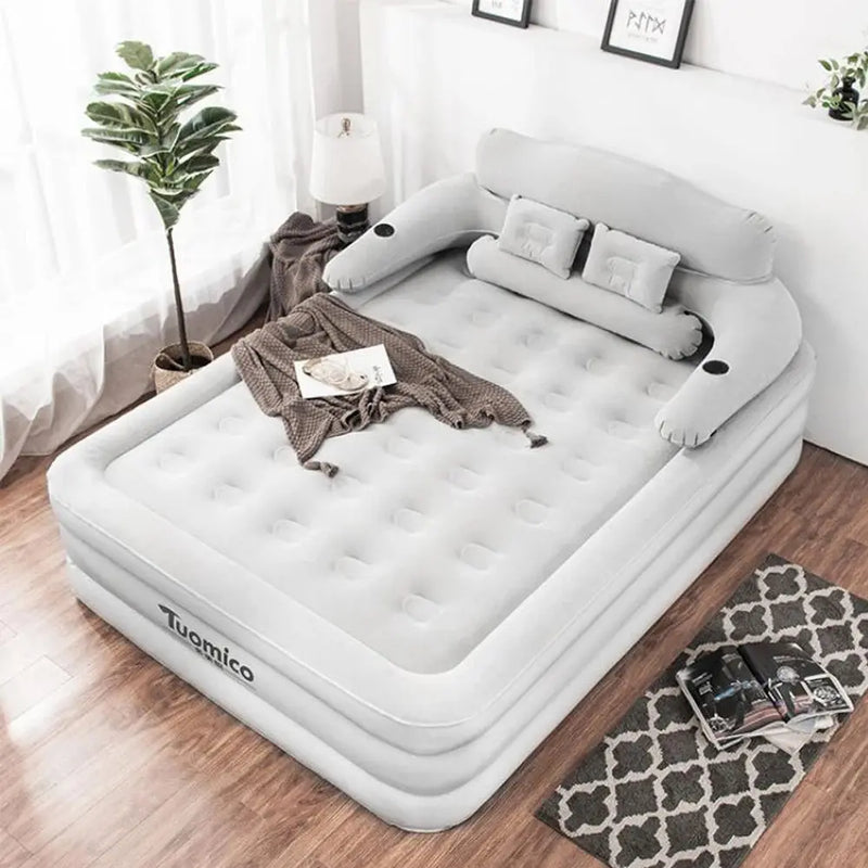 Camping Air bed 2 Persons Inflatable Mattress Camping Folding Home Indoor Outdoor with Backrest Air Cushion 48cm High Bed Our3Designs