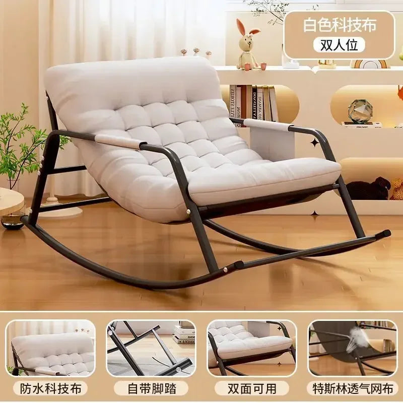 Double rocking chair enlarged and widened adjustable adult balcony home