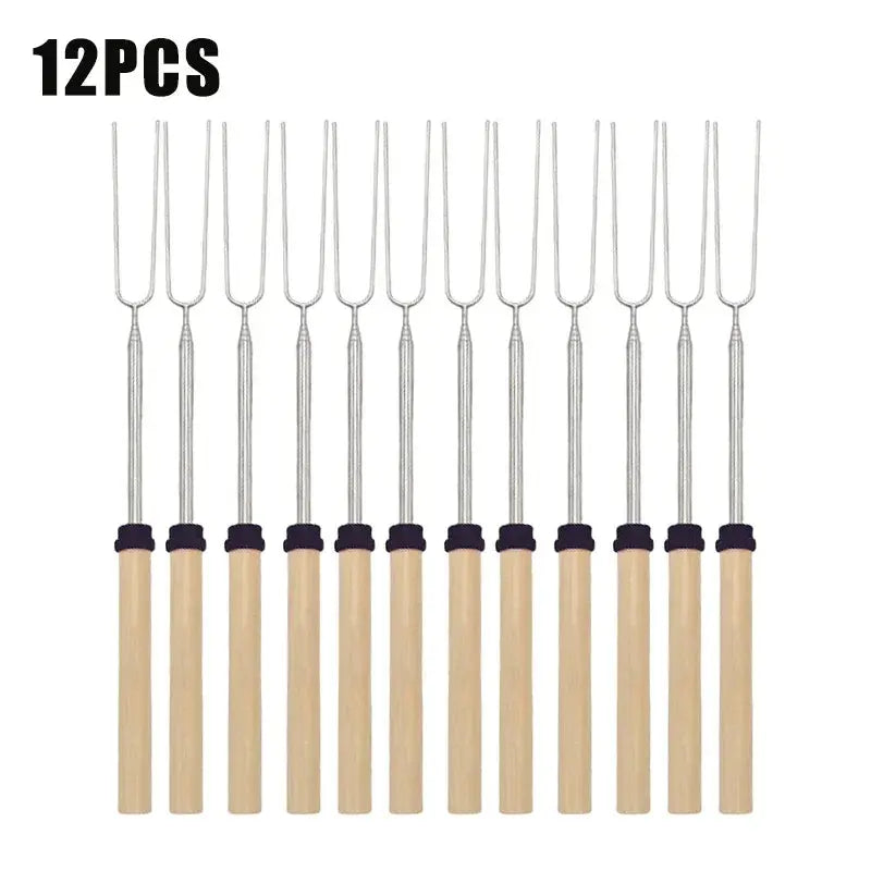 Marshmallow Roasting Sticks for Fire Pit Smores Kit for Fire Pit BBQ Fork Barbecue Cookware Outdoor Roasting Sticks for Kitchen Our3Designs