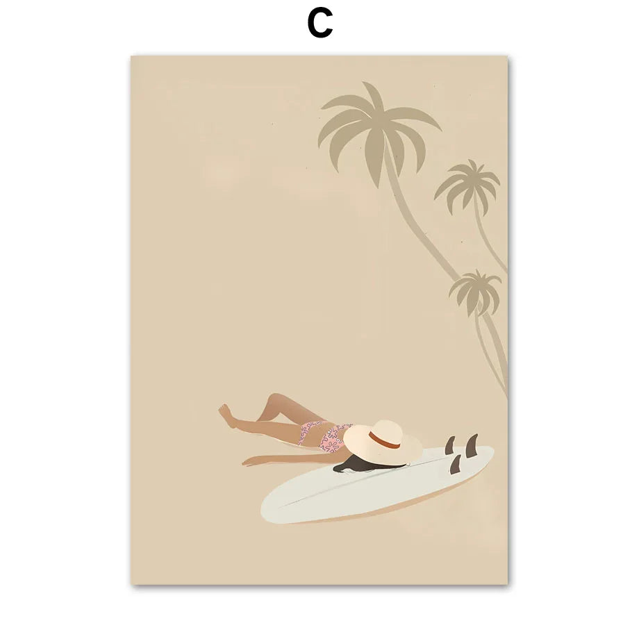 Summer Sea Beach Surf Whale Sun Vacation Posters Prints Canvas Painting Nordic Wall Art Pictures For Living Room Home Decor