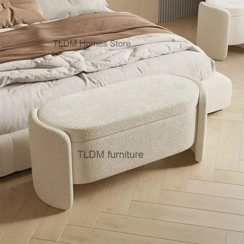 Nordic Lamb Wool Shoe Stool Bed End Stools Home Storage