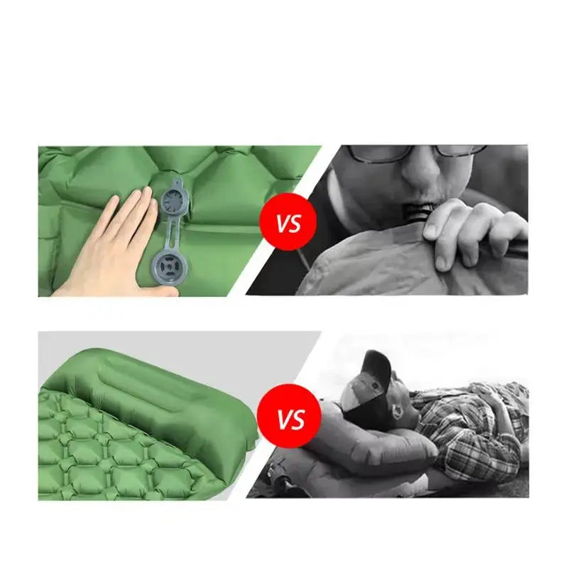 Inflatable Camping Mattress With Pillow Outdoor Sleeping Pad Ultralights Air Mat Built-in Footstep Inflator Pump For Camp Tent Our3Designs