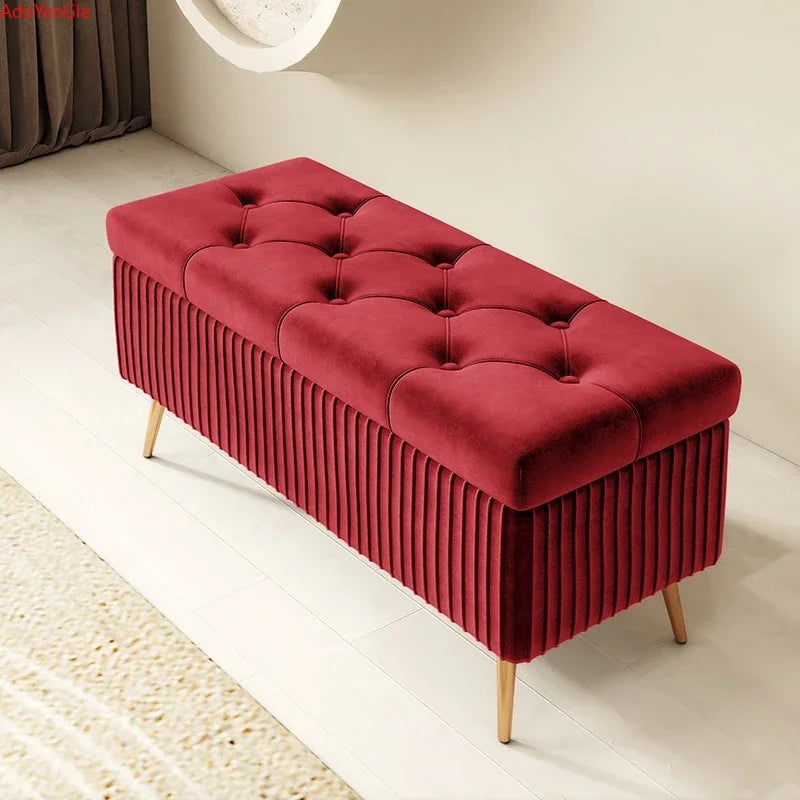Nordic Fabric Ottomans long Sofa Bench with Storage luxury Home