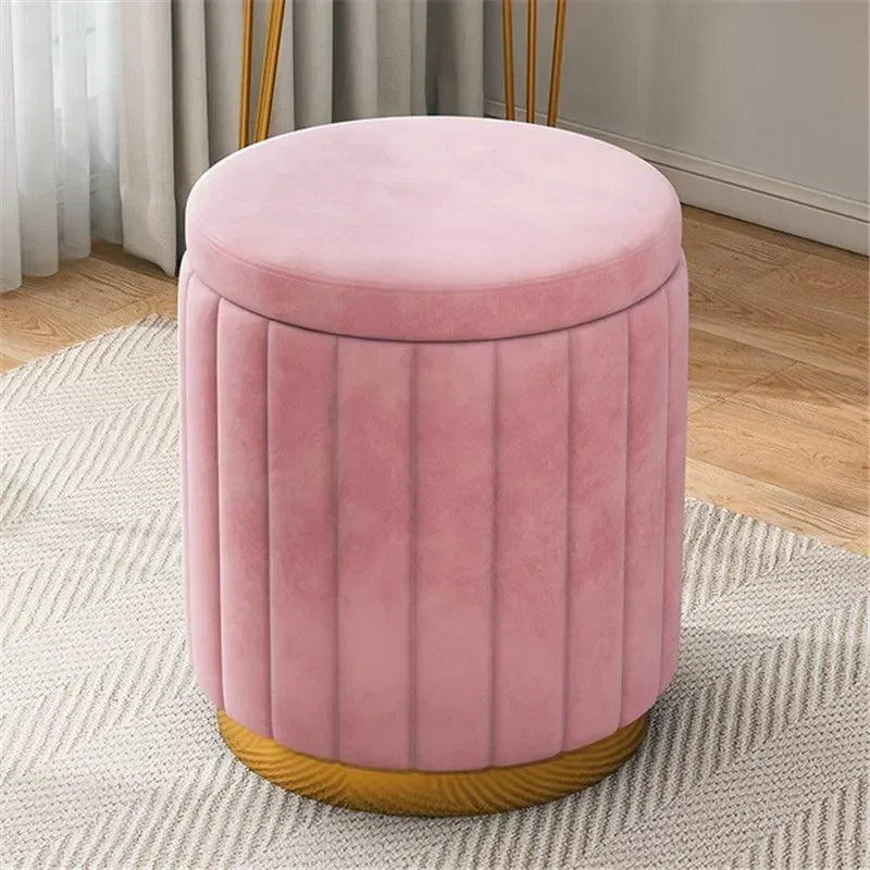 Nordic Fabric Stool Round Dressing Stools Modern Makeup Chair Storage Sofa
