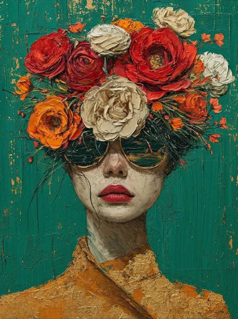 Surreal Dreamy Floral Portrait Female Poster Print Abstract Luxury