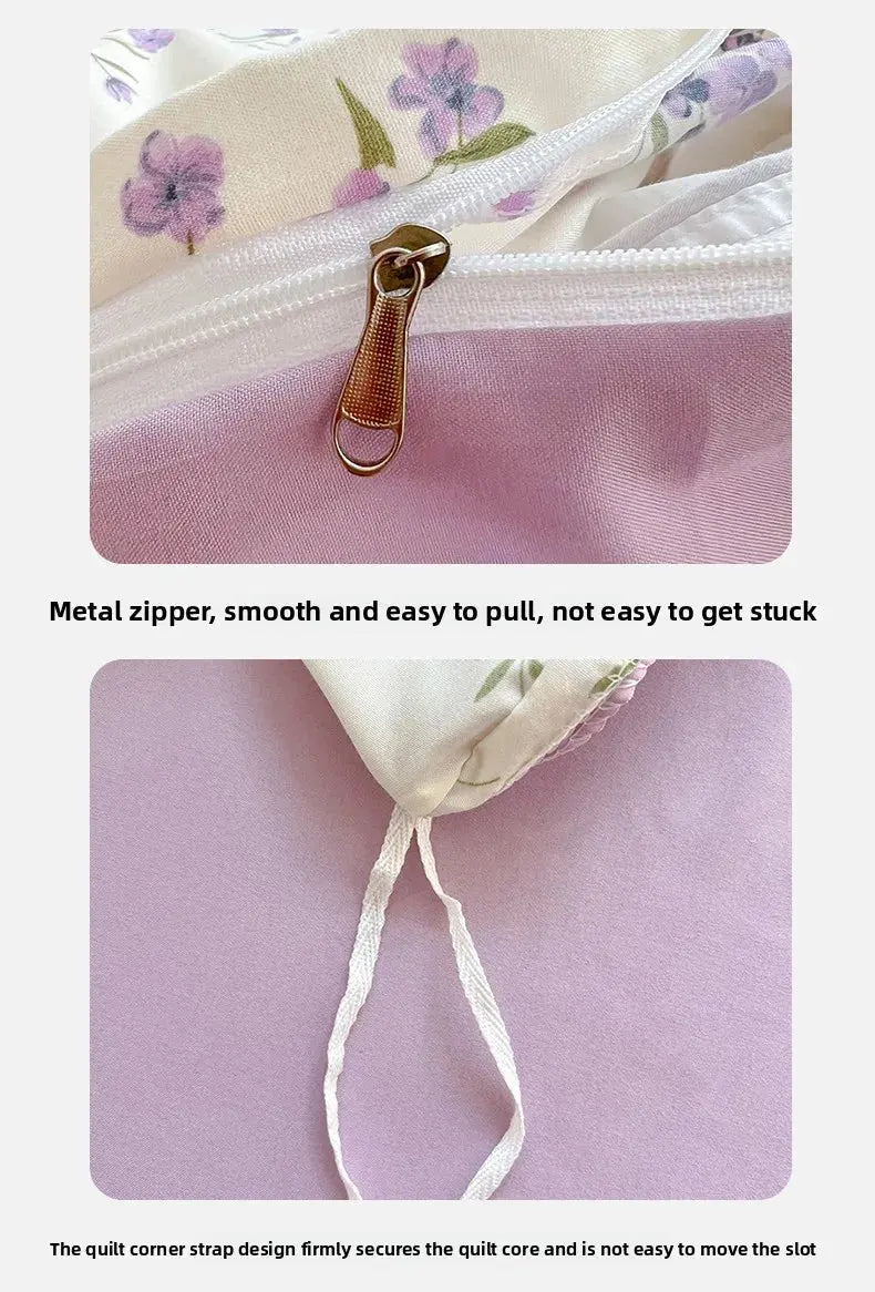 2025 Washed Cotton Double Yarn Single Quilt Cover Simple Wind Ins Wind Small Floral Korean Version Duvet Skin Friendly Bedding Our3Designs