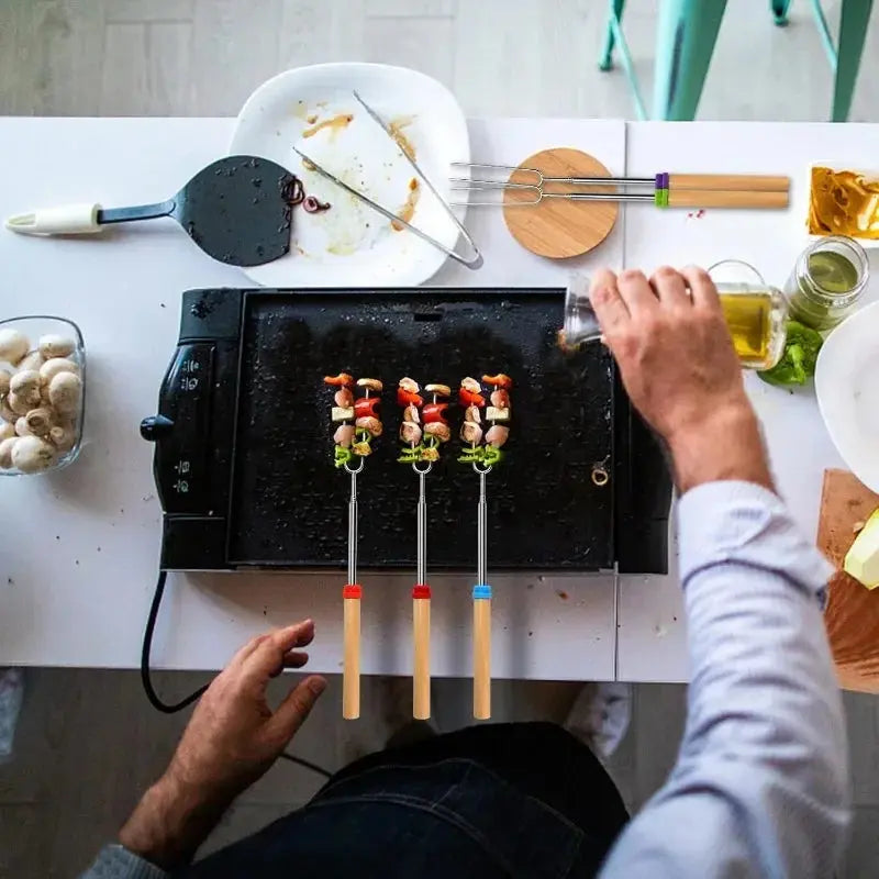 Marshmallow Roasting Sticks for Fire Pit Smores Kit for Fire Pit BBQ Fork Barbecue Cookware Outdoor Roasting Sticks for Kitchen Our3Designs