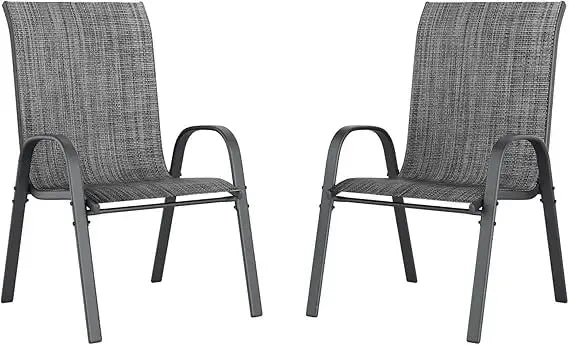 Patio Dining Set for 4, Outdoor Table and Chairs Set with Textured Glass Table, 4 Stackable Patio Chairs, Outdoor Furniture Set - Our3Designs