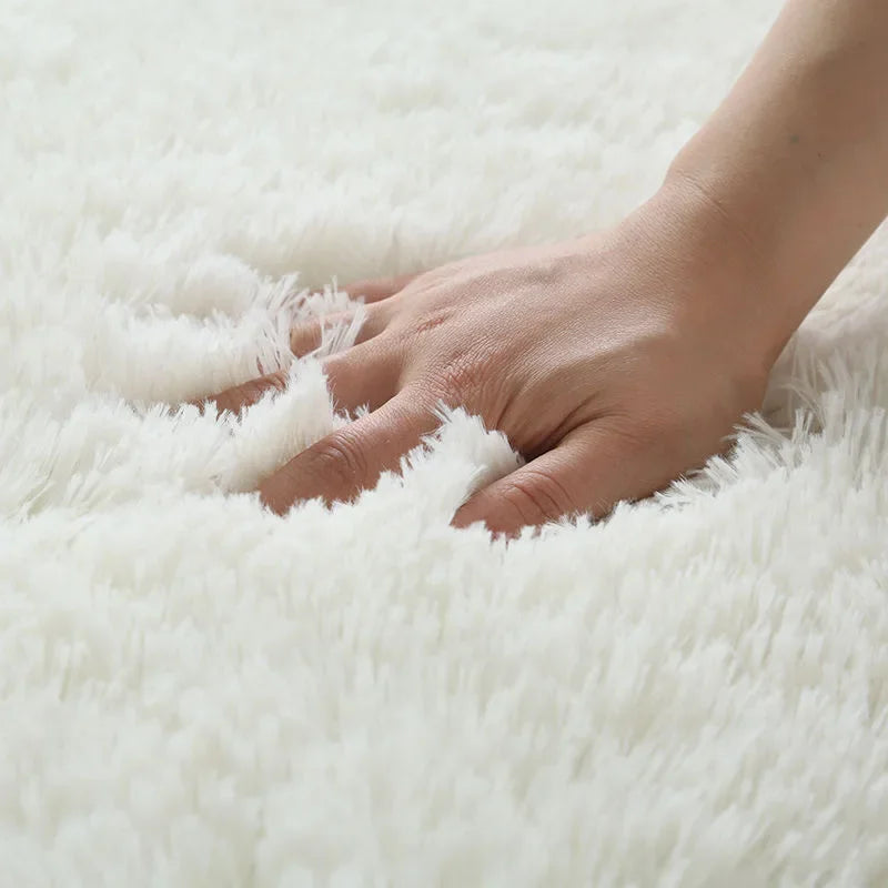 White Fluffy Hall Carpet Modern Living Room Bedroom Home Décor Large Mats