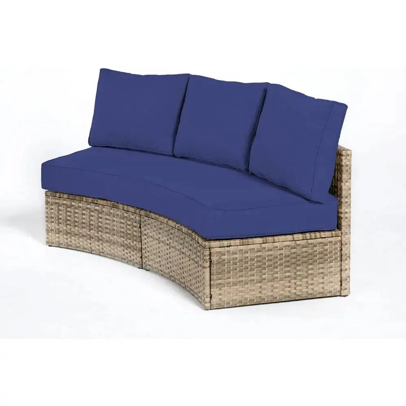 Half-Moon Patio Sectional Sofa Set – Outdoor Round Furniture w/ Cushions - Our3Designs