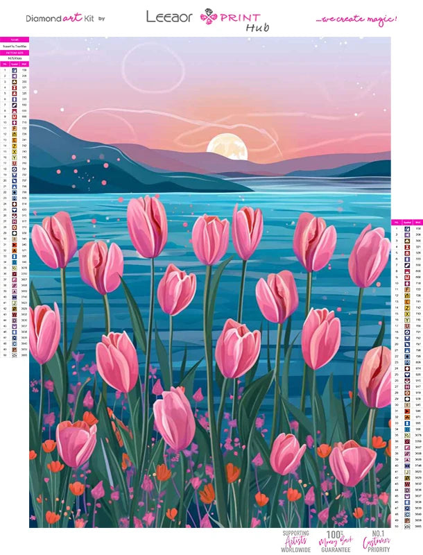 5D Landscape Cartoon Diamond Painting Beautiful Flowers And Moon Full Rhinestone Mosaic Embroidery Cross Stitch Kit Home Decor