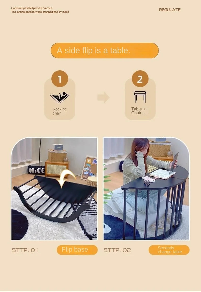 Warming Banana Rocking Chair Simple Lazy Solid Wood Single Sofa