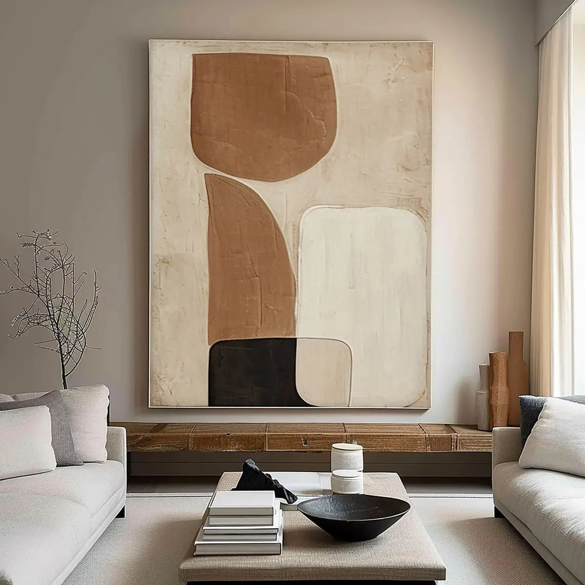 Brown Beige Black Texture Painting Mural Brown Beige Black Minimalist