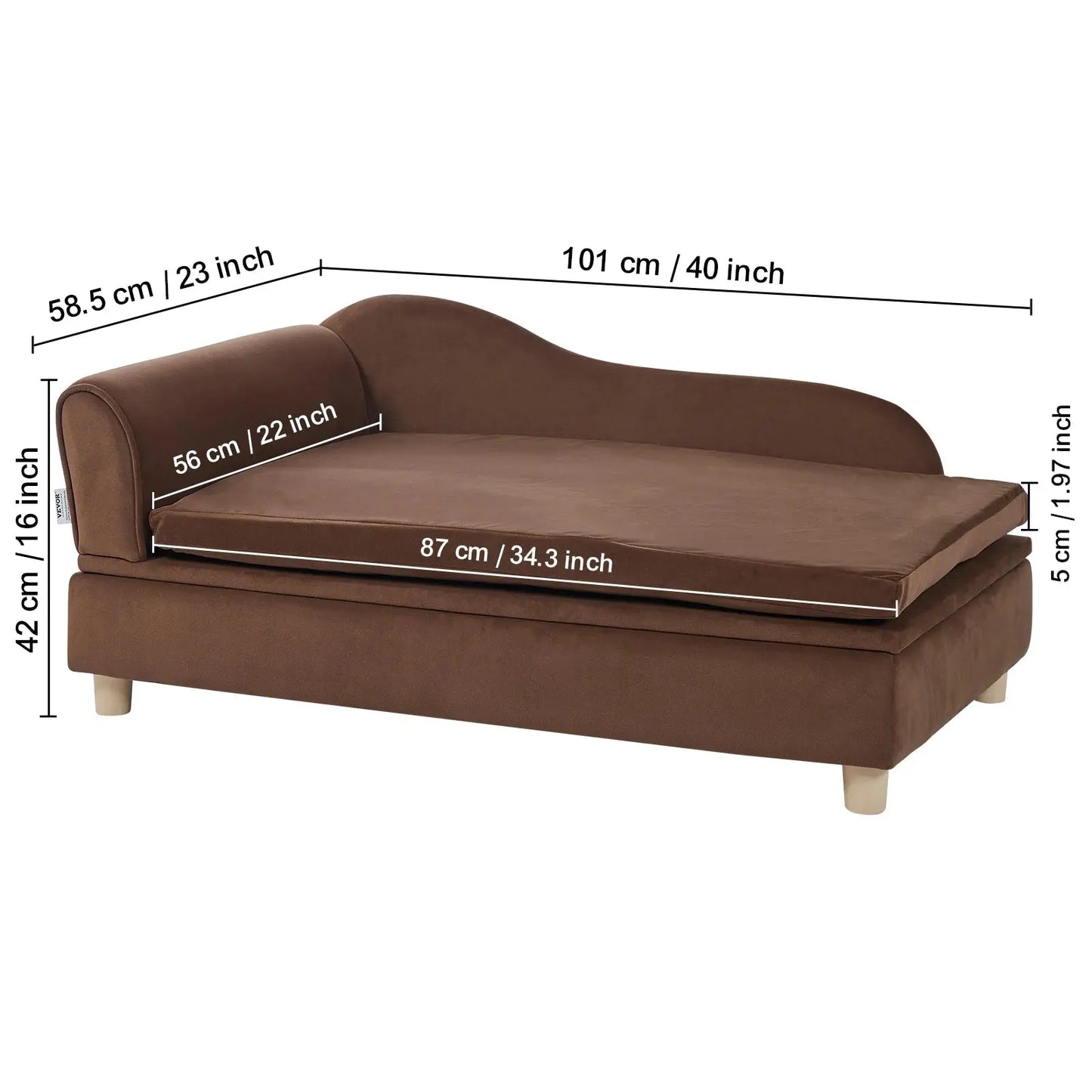 VEVOR Pet Sofa Dog Couch for Medium-Sized Dogs and Cats Soft Velvety Dog Sofa Bed for Living Room Bedroom Pet Store or Clinic Our3Designs