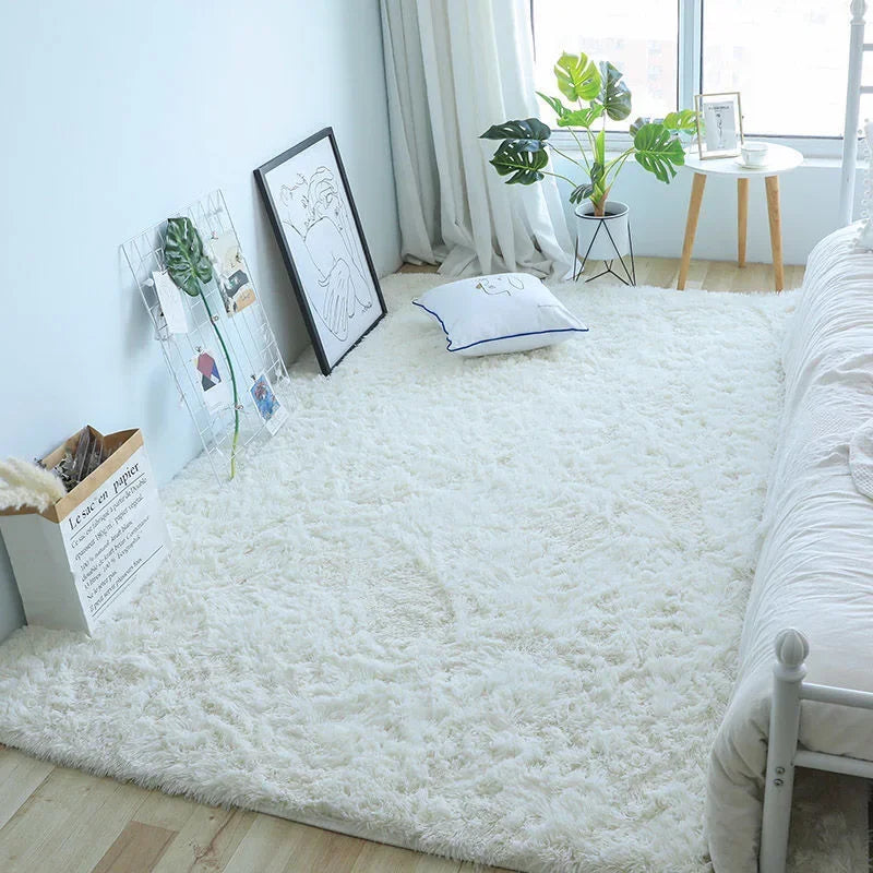 White Fluffy Hall Carpet Modern Living Room Bedroom Home Décor