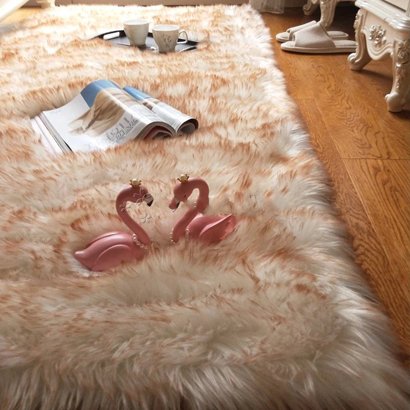 Oval Fur Rugs Bedroom Thicken Fluffy Carpet Living Room