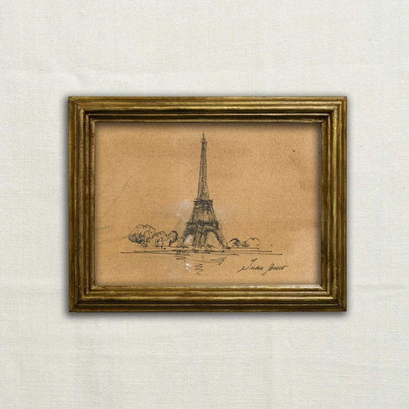 Anitique Castle,Eiffel Tower,Big Ben Travel City Sketch Minimalist Drawing