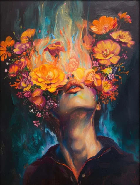 Surreal Dreamy Floral Portrait Female Poster Print Abstract Luxury