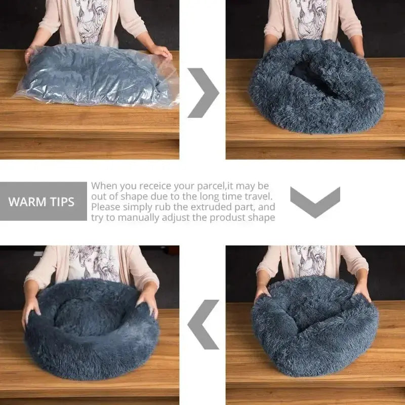 Super Soft Pet Cat Bed Plush Full Size Washable Calm Bed Donut Bed Comfortable Sleeping Artifact Suitable For All Kinds Of Cats Our3Designs