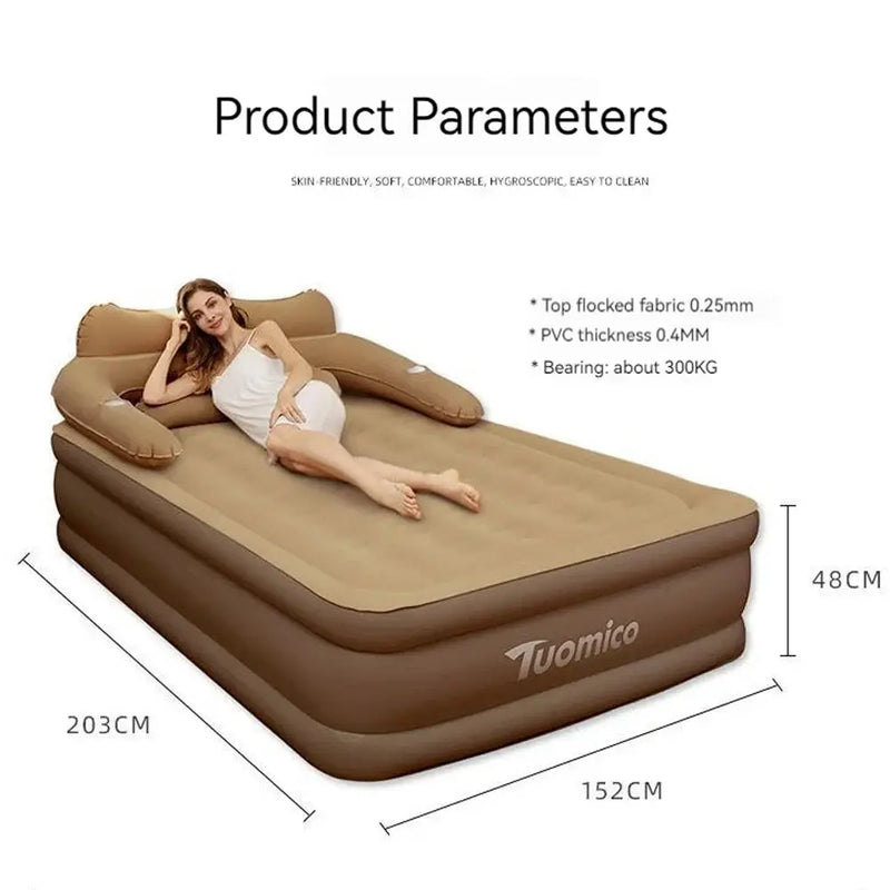 Camping Air bed 2 Persons Inflatable Mattress Camping Folding Home Indoor Outdoor with Backrest Air Cushion 48cm High Bed Our3Designs