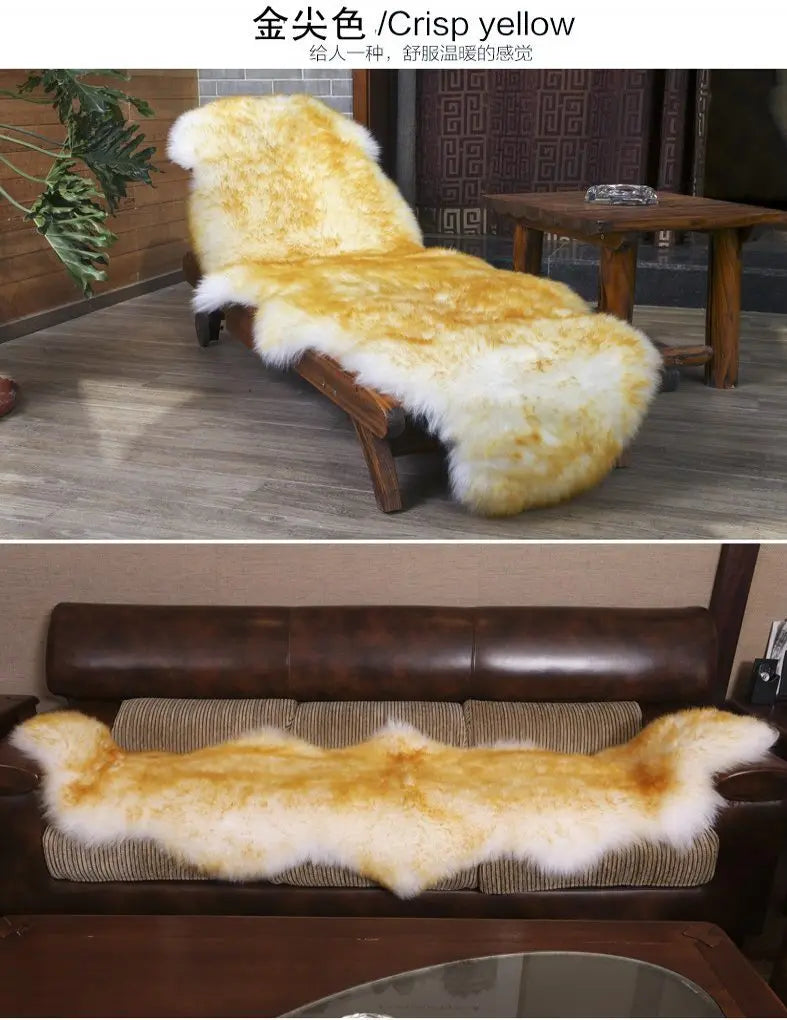 Natural Sheepskin Rug Long Wool Sofa Cover