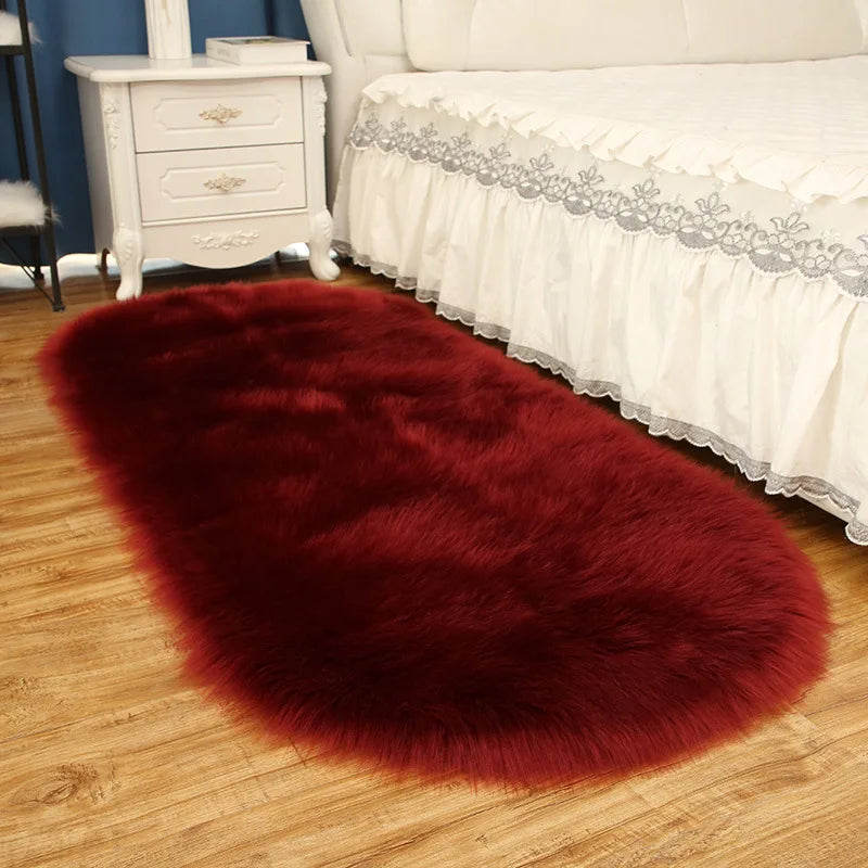 Oval Fur Rugs Bedroom Thicken Fluffy Carpet Living Room