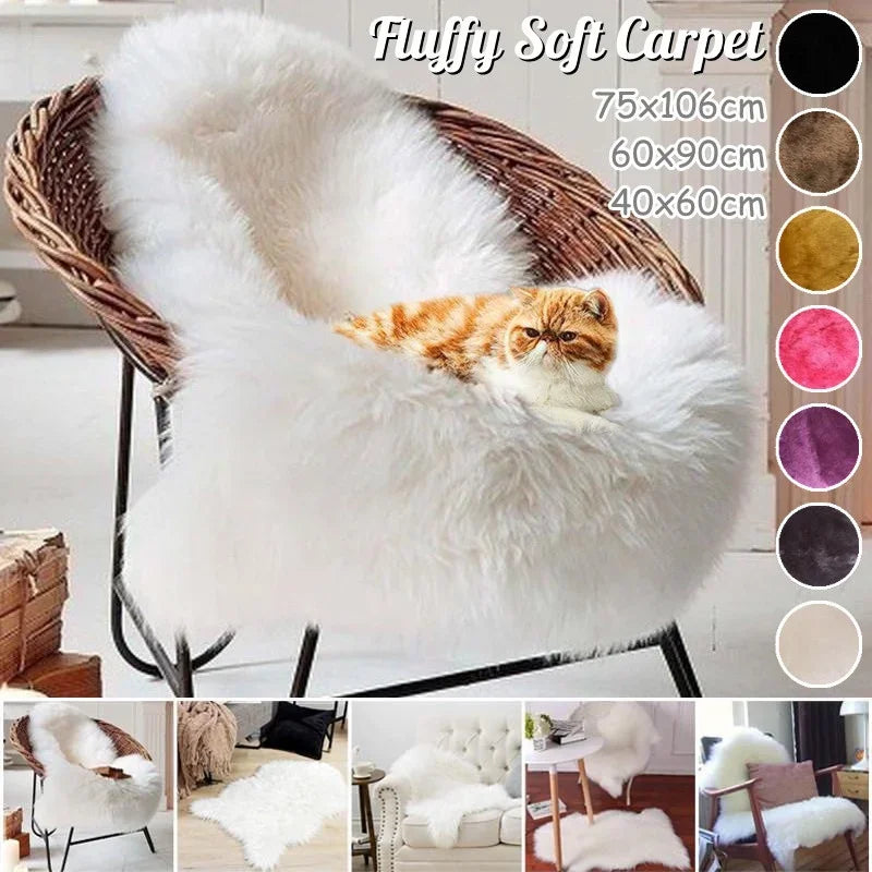 Fur Faux Artificial Sheepskin Soft Carpet Washable Seat Mat