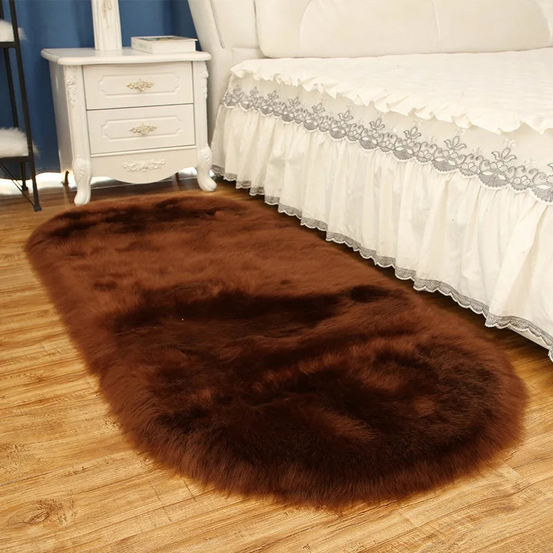 Oval Fur Rugs Bedroom Thicken Fluffy Carpet Living Room