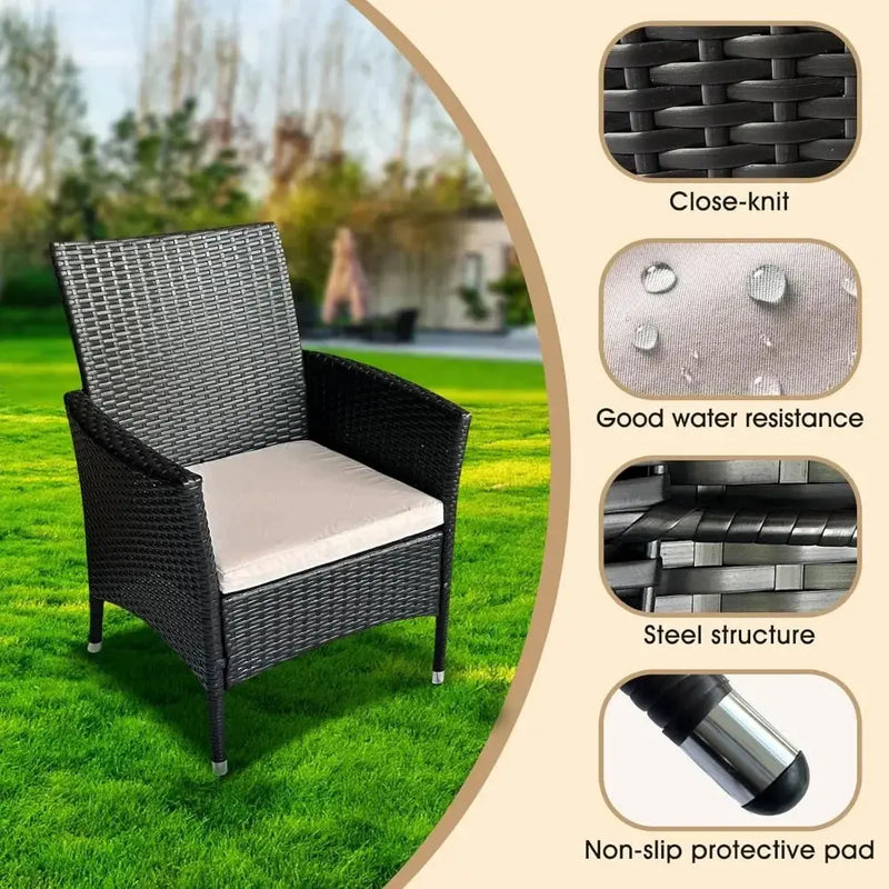 4 Piece Patio Furniture Set Sectional Table Chair, Wicker Sofa with Armrest Chair Loveseat and Rattan Side Table Our3Designs