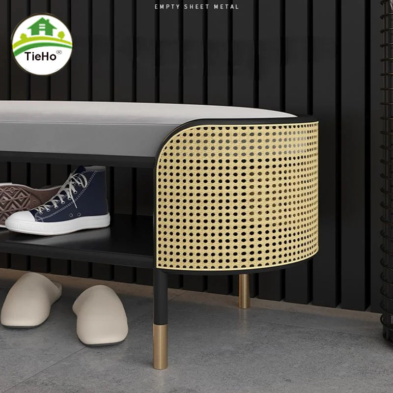 Newest Italian Creative Velvet Shoe Stool Luxury Modern Minimalist Shoe