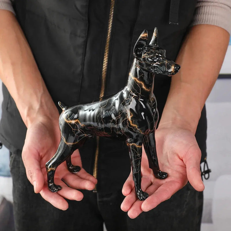 Simple Creative Pet Handle Graffiti Color Doberman Dog Statue Decorations Home Entrance Wine Cabinet Office Decor Resin Crafts Our3Designs