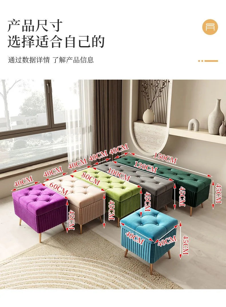 Nordic Fabric Ottomans long Sofa Bench with Storage luxury Home