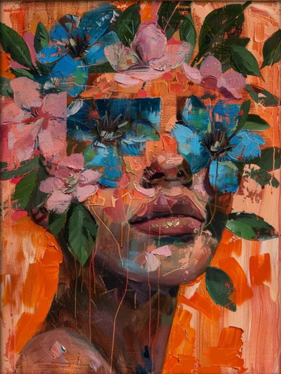 Surreal Dreamy Floral Portrait Female Poster Print Abstract Luxury